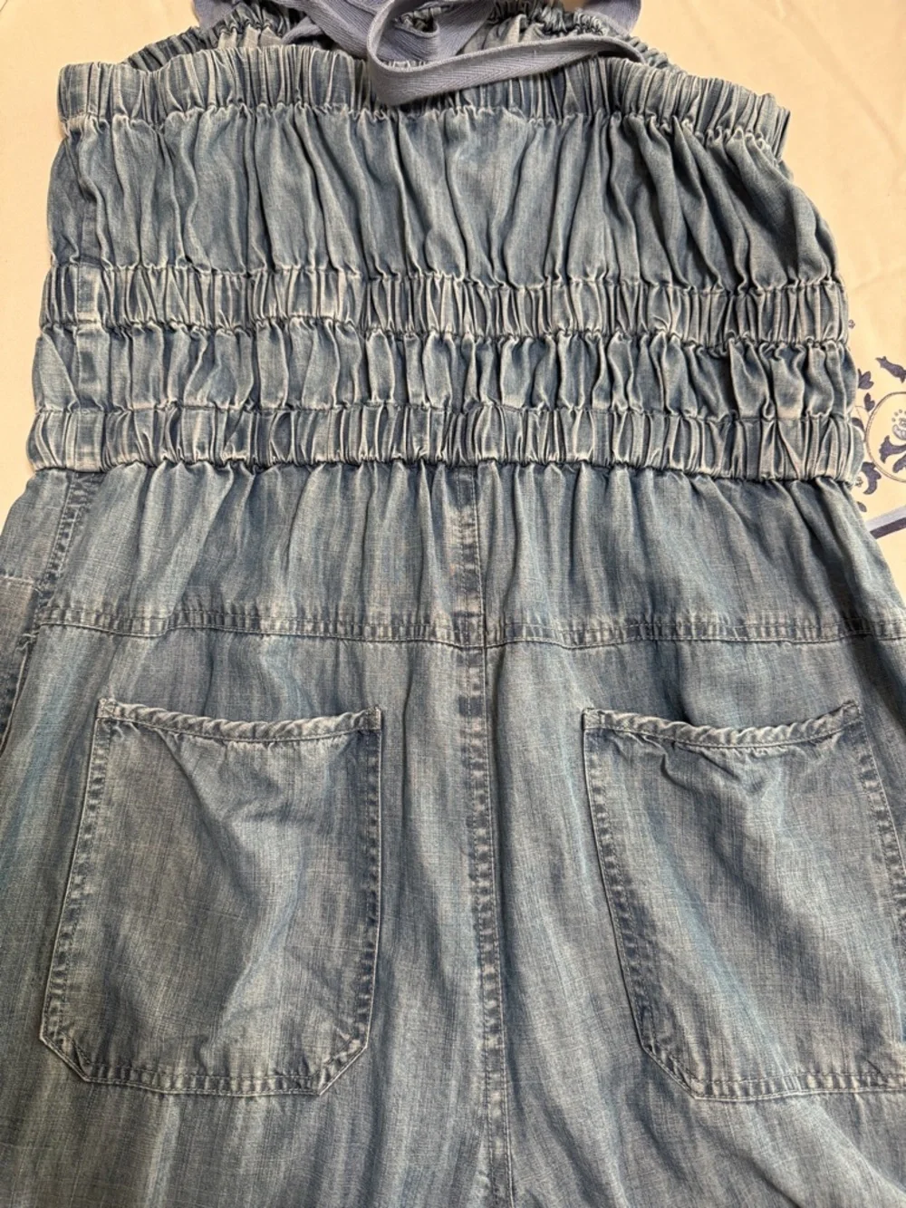 Elan Light Blue Shiloh Denim Jumpsuit with Drawstring Waist XL - Picture 9 of 10